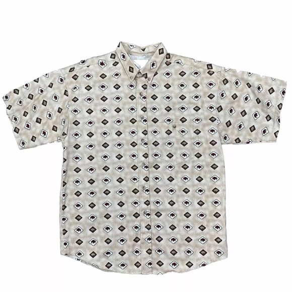 Vintage Panhandle Slim Buffalo Animal Diamond Aztec Western Shirt USA Made Large - Picture 1 of 8